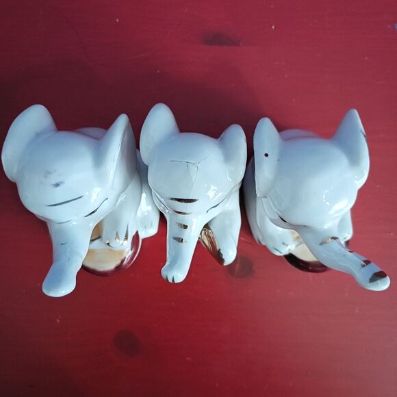 Set of 3 Vintage Elephant Ceramic Porcelain Figurines Playing Drums Japan - Picture 5 of 7